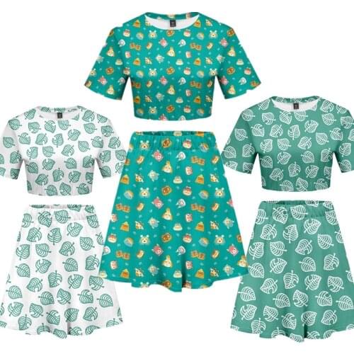 Animal Shirt Skirt Womens Sets T Shirt Tees Top Dress Clothing Tom Nook T-shirt Short Sleeve Crossing Suits