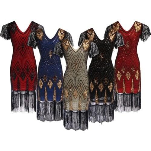 5colors Top Gold Red Blue Black Vintage sequin embroidery Sexy Prom Women Cocktail Dresses Party Dresses Vestido Coctel 974