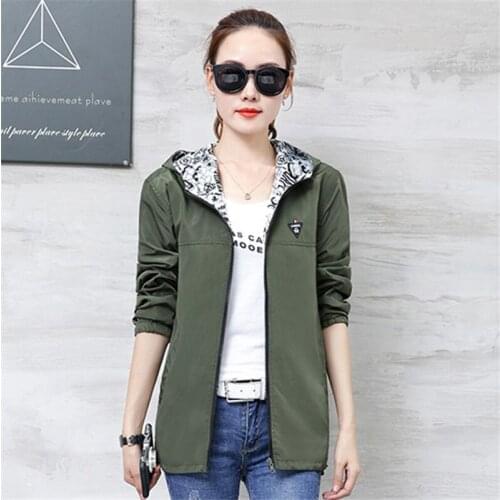 Womens coat 2020 New Spring Autumn Hooded Jacket Mid-Long Large Size 4XL Loose Casual zipper Outerwear Windbreaker Female Coat