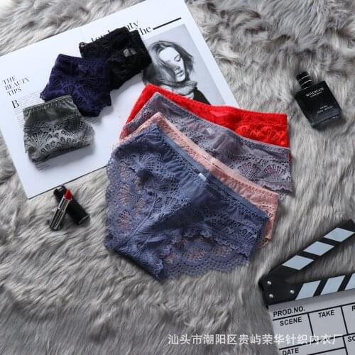 Womens Underwear Sexy Lace Panties Fashion Hollow Out Comfort Briefs Mid Waist Seamless Transparent Underpants Female Lingerie
