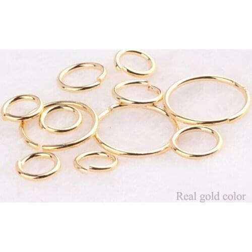 10pc Jewelry Findings Retaining Single Connection Open Ring Diy Jewelry Accessories Women Making Copperplated Genuine Gold Color