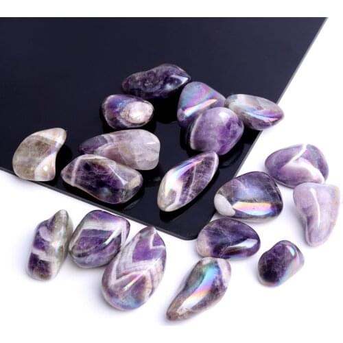 100g/Pack Electroplated Dream Amethyst Quartz Aura Crystals Tumbled Multicoloured Stones Healing Reiki Decoration Collecting
