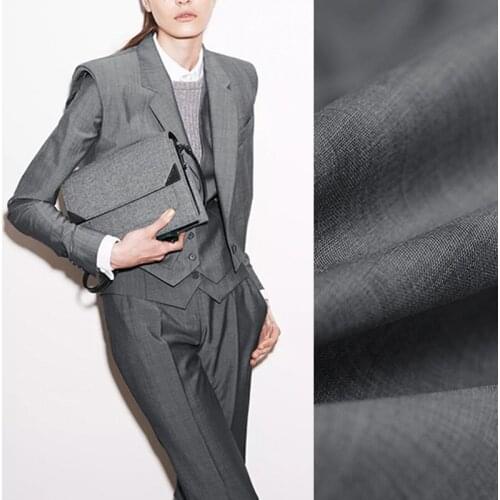 146CM Wide 260G/M Gray Thin Wool Silk Polyester Fabric for Spring and Autumn Suit Dress Outwear Overcoat Jacket E978