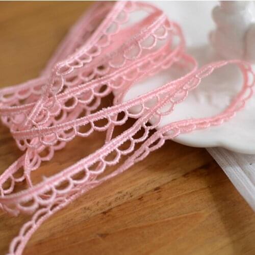 15 Meters DIY Pink Lace Ribbon DIY Handmade Patchwork Sewing Material Polyester Lace Trim 7mm Width