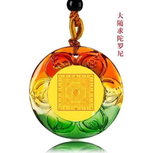 2PCS Greco-Buddhist pocket travel efficacious Mascot Auspicious Dharani Heart Mantra Crystal Pendant Buddhist Amulet talisman