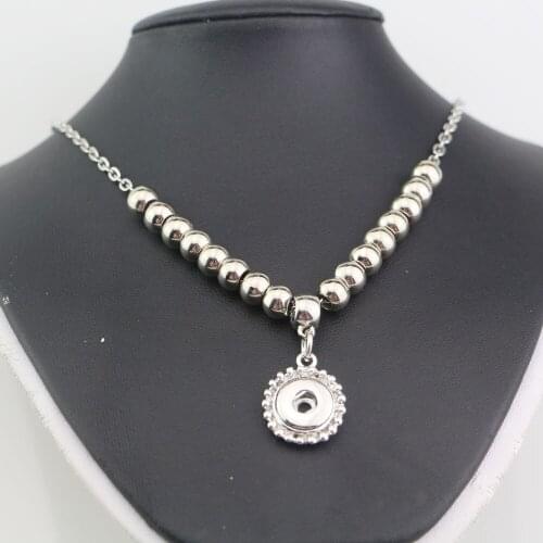 2PCS New Design Diy 12mm Snap Metal Button Pendant Necklace 50cm Link Chain Beads Necklace Jewelry For Women Men