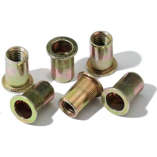 20pcs 50pcs 100pcs M3 M4 M5 M6 M8 M10 Carbon Steel with Zinc Plate Flat Head Threaded Rivet Insert Insert Cap Rivnut Rivet Nut