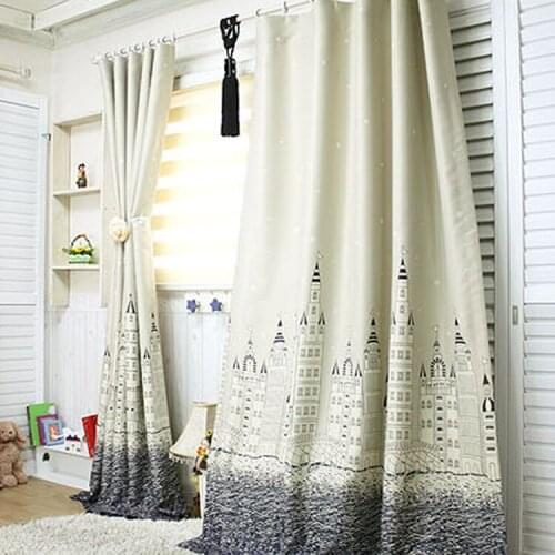 2016 Hot sales Coating on Water Environmental European City Castle Children Bedroom Shading Curtains Customized