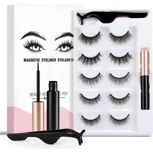 3/5pair Of 3d Magnetic Eyelashes Handmade Eyelashes Eye Makeup Extended False Eyelashe Repeated Use Magnetic Fake Eyelashe