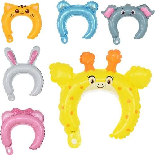 5/10pcs Cartoon Animals Foil Balloons Headband Rabbit Bear Fox Animal Balloon Birthday Party Decor Supplies Kids Air Balls Toys