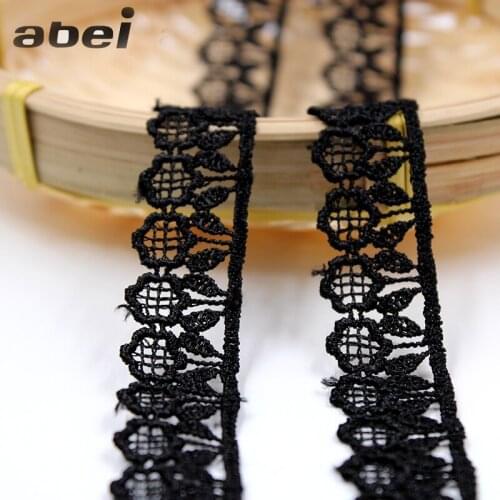 5yards/lot 2cm Black Flower Embroidered Lace Ribbon Trims DIY Handmade Patchwork Wedding Craft Garment Clothing Accessories