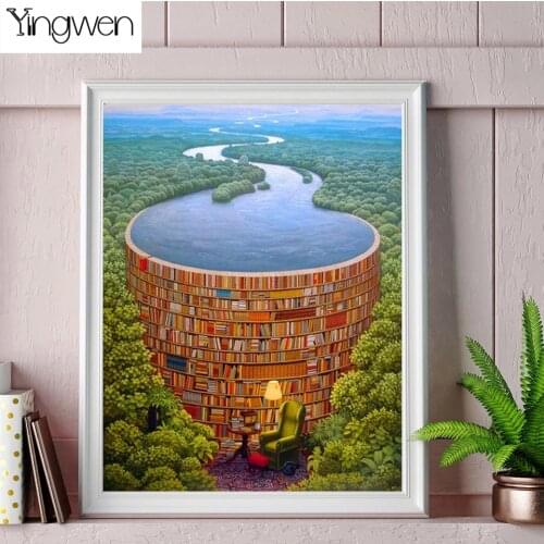 5D DIY Full Square Round Diamond Painting Cross Diamond Embroidery Stitch Bookshelf And Dam Mosaic Home Decor Art Gift