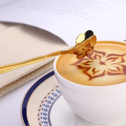 8 Pcs Cherry Blossoms Stainless Steel Coffee Spoon Teaspoons Ice Cream Sugar Cutlery Gold Kitchen Tableware D1