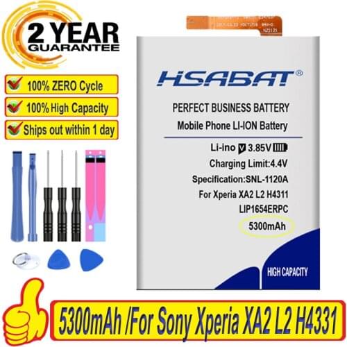 Top Brand 100% New 5100mAh LIP1654ERPC Battery for Sony Xperia XA2 L2 H4331 H3311 H4311 Batteries + free tools