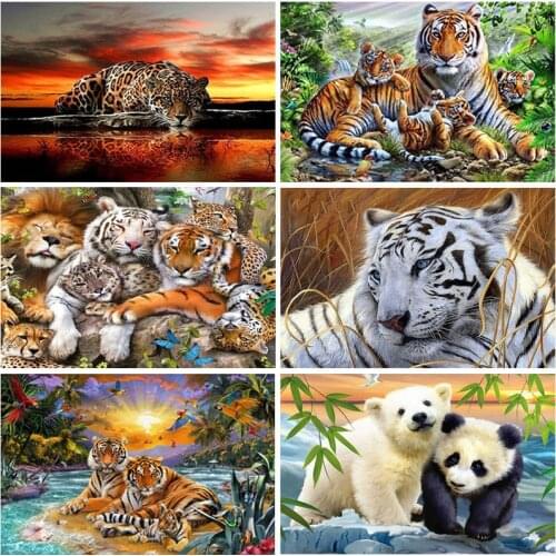 DIY 5D Diamond Painting Bear Animal Mosaic Diamond Embroidery Full Round Drill Rhinestone Landscape Tree Cross Stitch Home Decor