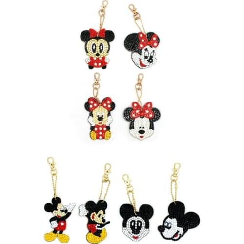 5D DIY Diamond Painting Keychain Classic Anime Mouse Pendant Gifts for Children and Girls