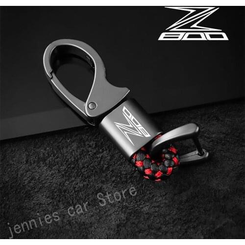 Custom logo hanging waist with metal leather cord keychain for Kawasaki Z800 Z 800 motorcycle Accessories