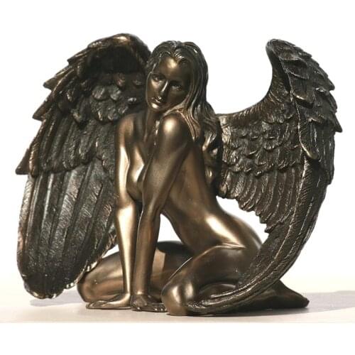BUF Resin Art Angel Goddess Decor Statue Home Decoration Winged Naked Couples Sculpture Creative Crafts Ornaments Figurines