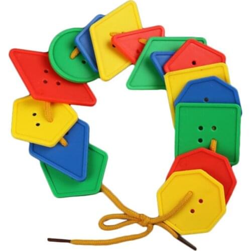 70Pcs Monterssori Beads Toys Baby DIY Geometric Digital Buttons Stringing Threading Beads Toy Educational For Kids