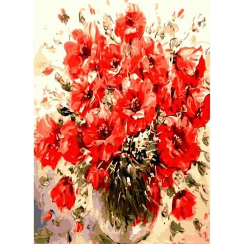 Flower DIY Oil Painting Paint by Number Kit Painting for Adults Kids Arts Craft for Home Wall Decor 40x50cm