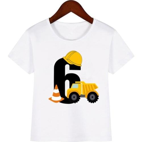 Kids Boys T-shirts Baby Short Sleeve Excavator Tops Children Fashion Tshirt 1 2 3 4 5 6789 Years Boy Construction Birthday Shirt