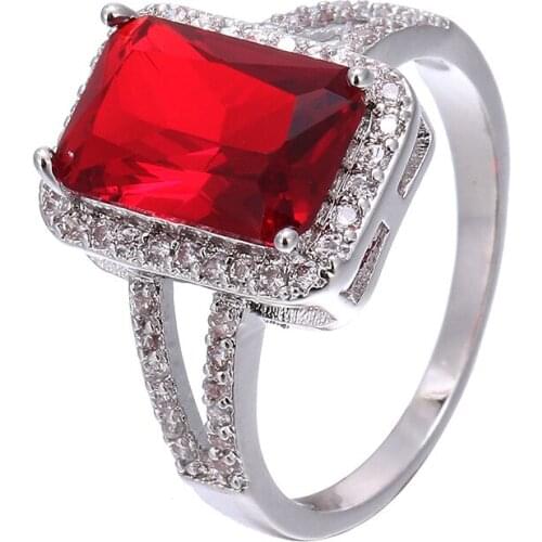 MIQIAO Silver Plated Color Big Crystal Vintage Boho Rings for Women Girls Lover Couple Wedding Engagement Friends Gift Jewelry