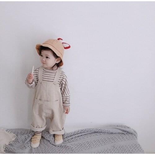 1 2 3 4 5 Years Toddler Girls Overalls Spring Autumn High Quality Corduroy Jumpsuits for Kids Girl Fashion Big Pocket Girl Pants