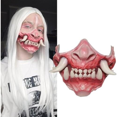 Halloween Face Cover Latex Half Face Scary Face Cover Halloween Headgear Cosplay Props Unisex Creepy Halloween Decoration