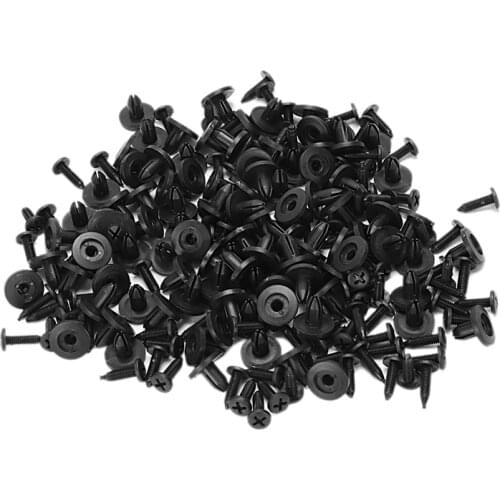 SODIAL(R) 100 Pcs Car Fender Push in Type Plastic Rivets Fastener Black 15 x 13 x 6mm