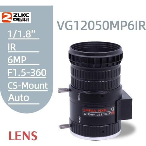 IP Camera Lens 12-50mm Variable focal 6.0 Megapixel lens Auto Iris CS Mount Lens for Surveillance F1.5-360 1/1.8" CCTV Lens