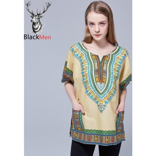 African Dresses for women Unisex Ethnic t-shirt Vintage Tribal with Dashiki Print 100% Cotton Top Shirt 2020