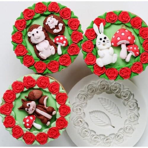 Rose Garland Frame Silicone Mold Fondant Mould Cake Decorating Tools Chocolate Gumpaste Mold Sugarcraft Kitchen Accessories