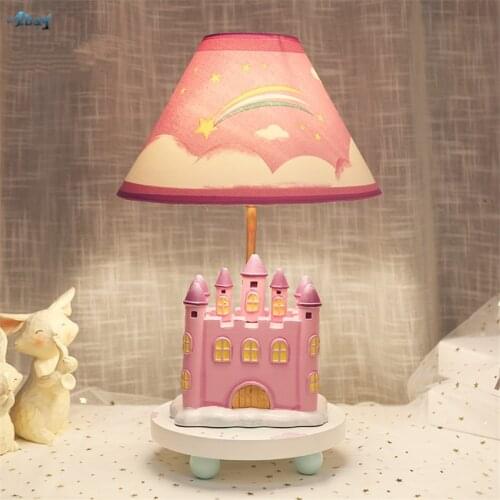 Pink Princess Castle Table Lamps Girl Bedroom Bedside Room with Plug Children Decor Holiday Gift Study Desk Lights Fixtures