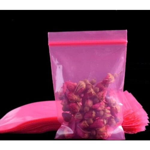 Ferimo 100pcs Pink Ziplock Sealing Bag Sealing Pocket Flower Cosmetics Gift Jewelry storage Bags
