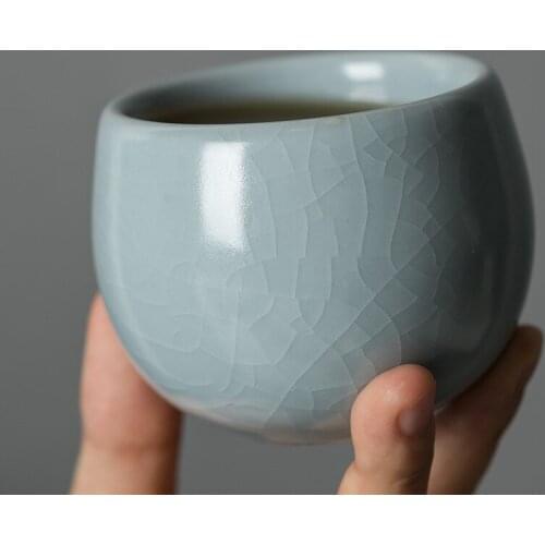 Ru Yao Jade Zen Cup Master Cup Single Cup Ceramic Handmade Teacup Tea Table Kung Fu Tea Set Ceramic Teacups Single Cup