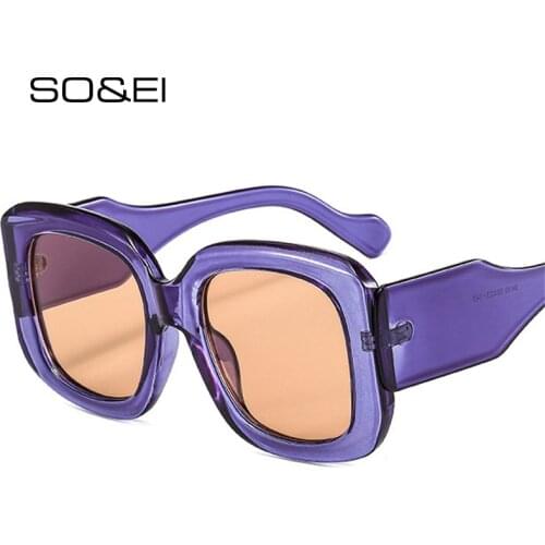 SO&EI Fashion Oversized Square Sunglasses Women Vintage Gradient Eyewear Men Trending Green Purple Sun Glasses Shades UV400