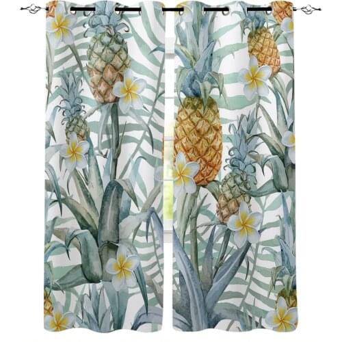 Tropical Fruit Pineapple Flower Plumeria Window Curtains for Living Room Bedroom Modern Curtains Home Decoration Kid Room Drapes
