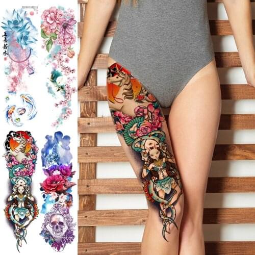 Temporary tattoo large body art thigh leg tatoo waterproof for women girls makeup tattoos fake sleeve full arm tattoo sticker