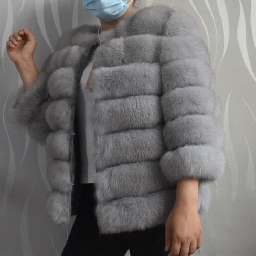 2020 Natural Fox Fur Coat Womens Short Winter Beautiful 100% Real Fox Fur Genuine Leather Keep Warm Fashion Free Shipping