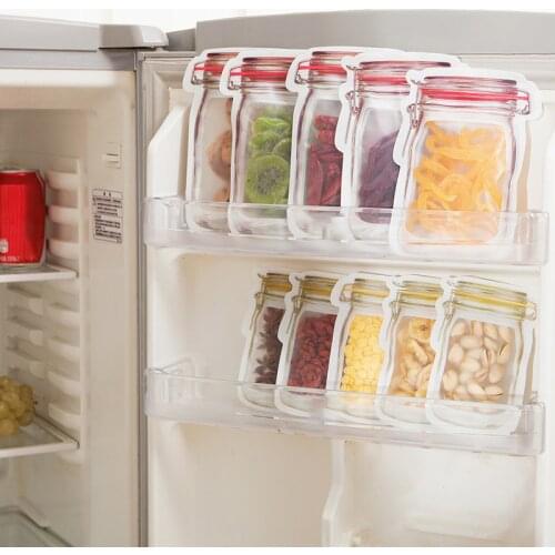1 Set Mason Jar Food Storage Containers Reusable Food Grade PE Snacks Zipper Sealed Bag Nuts Candy Cookies Bag Seal Fresh Wrap