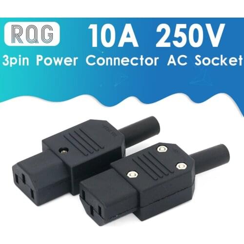 1 Pair New DIY 10A 250V Black IEC C13 C14 female male Plug Rewirable Power Connector 3 pin AC Socket