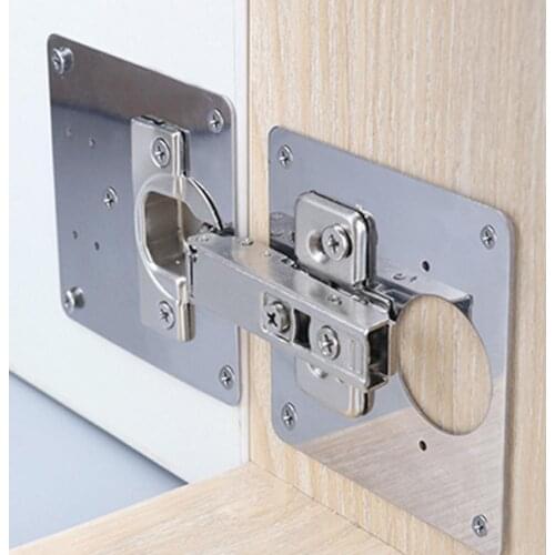 1pc Repair Plate For Hinges Stainless Steel Cabinet Door Hinges Damper Buffer Kitchen Cupboard Furniture Hinge Repair Plate