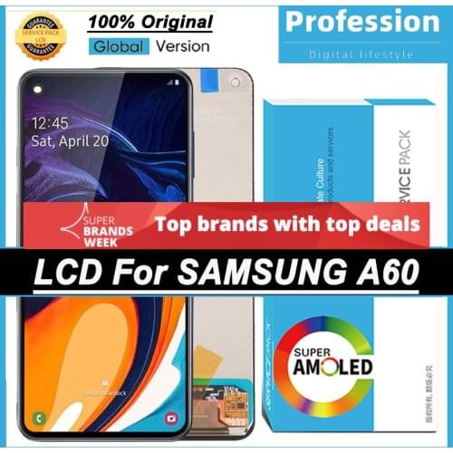 100% Original 6.3'' AMOLED Display for Samsung Galaxy A60 A606 A6060 Full LCD Touch Screen Digitizer Assembly Repair Parts