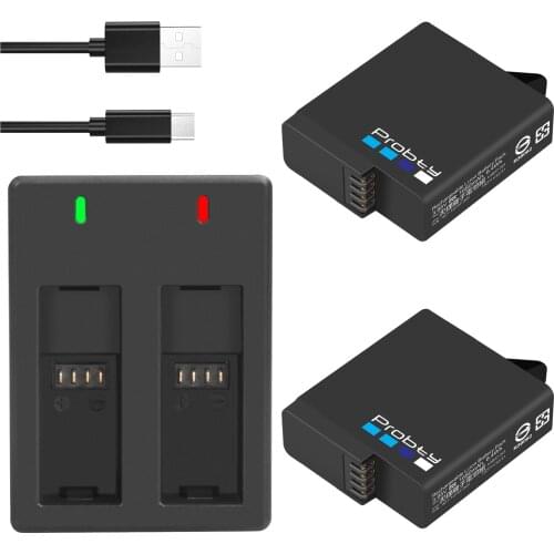 2pcs For GoPro Hero 5 Hero 6 Hero 7 Black ABT-001 fully decodes 1680mAh battery + USB dual channel charger