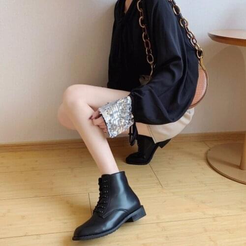 2020 New Low-heeled Winter Shoes Winter Boots Square Root Professional Lace Fashion Warm Shoes Ladies Casual Ankle Boots B21-34