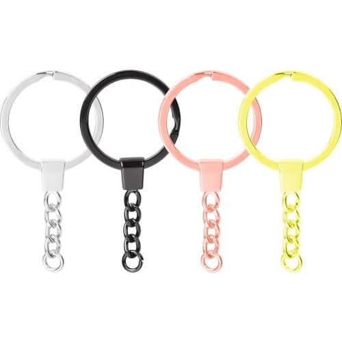5 pcs Key Chain Accessories Bulk Key Holder Rings Keychains For Jewelry Making DIY Keyrings Long Round Metal Alloy Wholesale