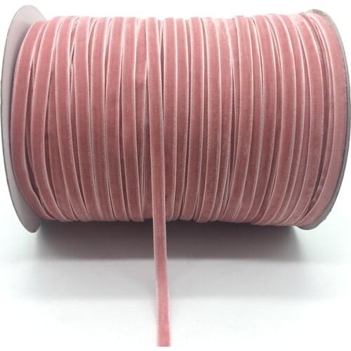 5Yards/lot 1/4" 6mm Pale mauve Soft Comfortable Velvet Ribbon Headband Clips Bow Wedding Christmas Decoration
