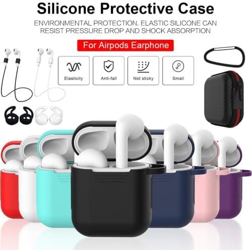 7 Pieces/set Wireless Bluetooth Earphone IOS Charging Box Silicone Cover Protective Case With Hook For Airpods Headset Case