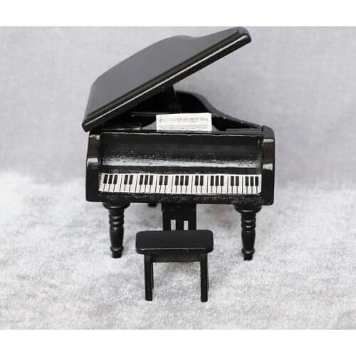 Toys Accessories Dollhouse 1Set Mini 1:12 Scale Wooden Grand Piano With Stool Model Dollhouse Miniature Exquisite Play Toys