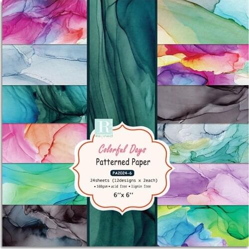 6" 12 Sheets Colorful Days Patterned Scrapbooking Art Background Paper DIY Photo Ablum Handmade Card Making Home Deco Craft